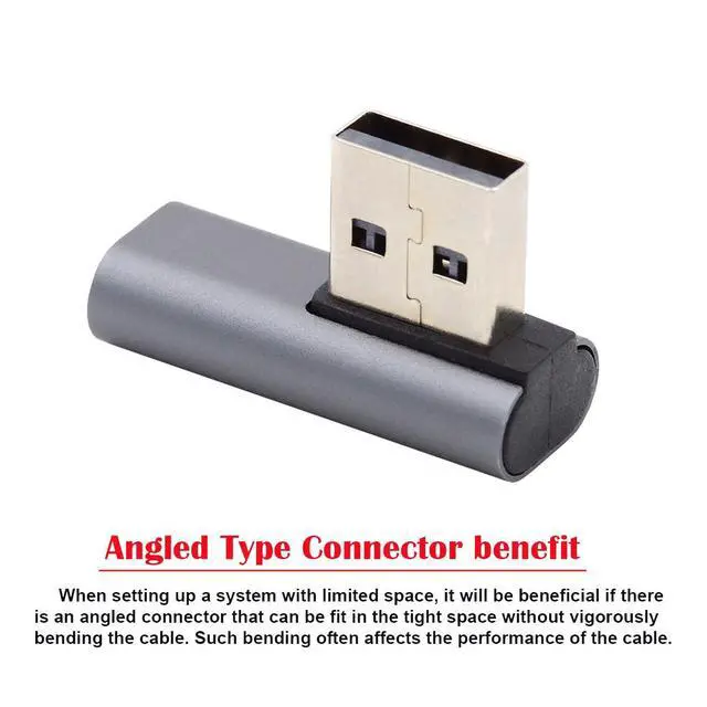 Alt view image 4 of 7 - USB-C Type C Female Low Profile 90 Degree Right Angled to USB 3.0 A Male Data Adapter for Laptop Desktop
