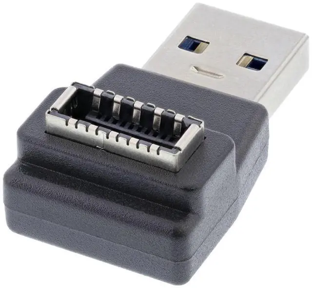 Alt view image 2 of 7 - Adapter Type-A USB3.0 Male to Type-E USB 3.1 Front Panel Header Female Motherboard Extension Data Adapter 90 Degree Angled