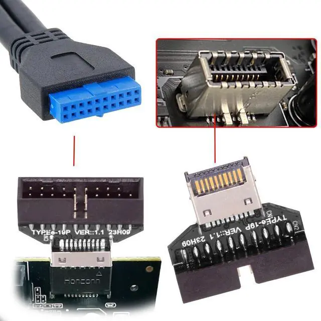 Alt view image 3 of 7 - Adapter Type-E IDC Socket USB 3.1 Front Panel Header to USB 3.0 20Pin Header Extension Adapter for Desktop Motherboard