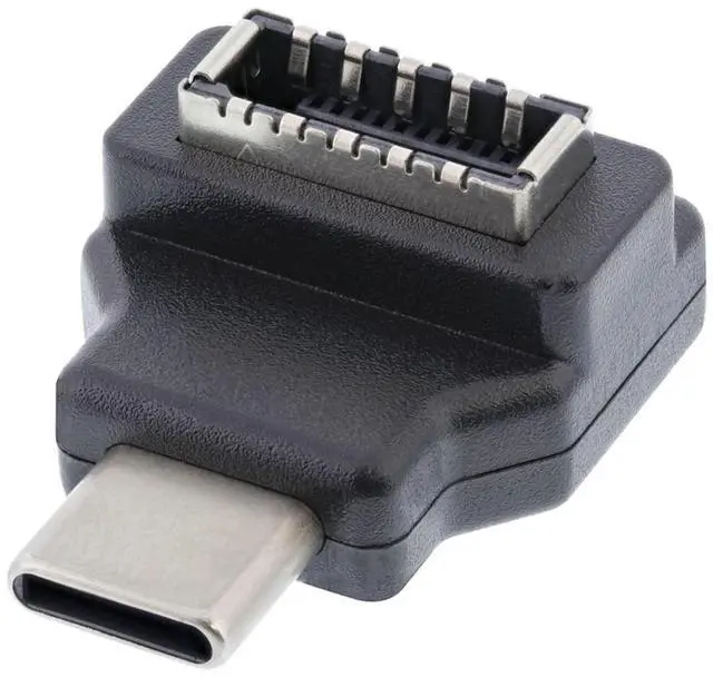 Main image of Adapter Type-C USB-C Male to Type-E USB 3.1 Front Panel Header Female Motherboard Extension Data Adapter 90 Degree Angled