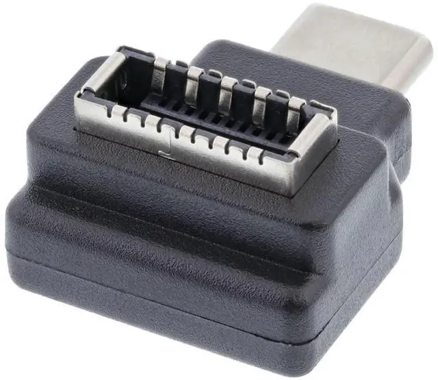 Alt view image 2 of 7 - Adapter Type-C USB-C Male to Type-E USB 3.1 Front Panel Header Female Motherboard Extension Data Adapter 90 Degree Angled