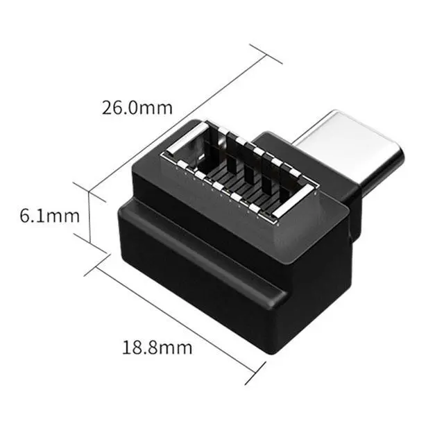 Alt view image 5 of 7 - Adapter Type-C USB-C Male to Type-E USB 3.1 Front Panel Header Female Motherboard Extension Data Adapter 90 Degree Angled