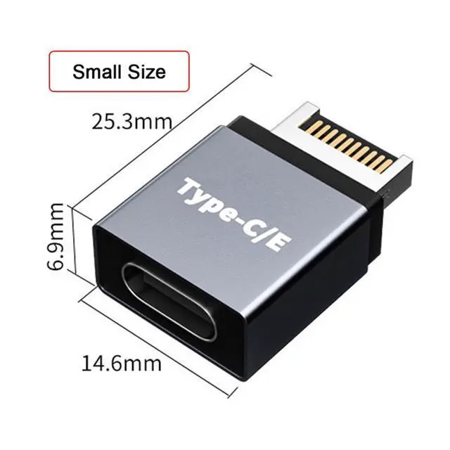 Alt view image 4 of 7 - Adapter USB 3.1 Front Panel Header Male Type-E to Type-C USB-C Female Motherboard Extension Data Adapter