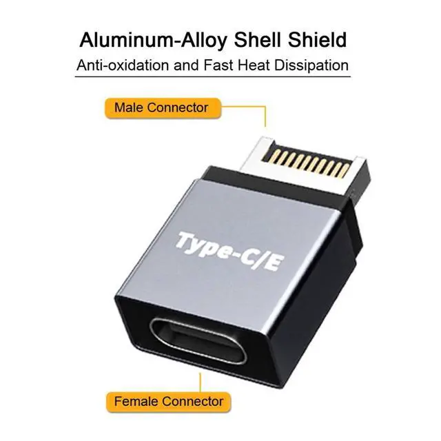 Alt view image 7 of 7 - Adapter USB 3.1 Front Panel Header Male Type-E to Type-C USB-C Female Motherboard Extension Data Adapter