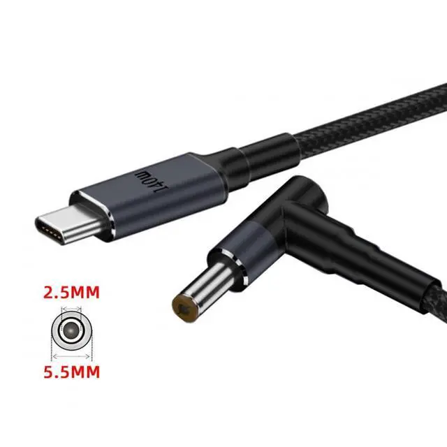 Alt view image 2 of 7 - Cable Type C USB-C Input to 20V DC 5.5 * 2.5mm Output Power 100W 135W 140W 65W PD Charge Cable for Laptop