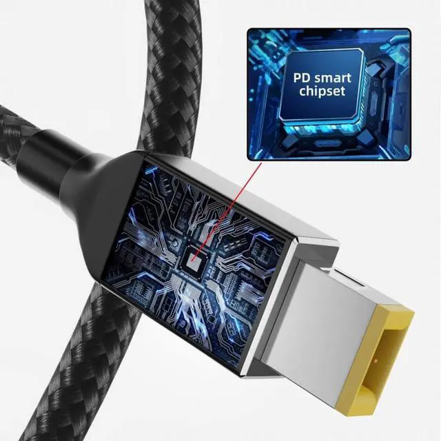 Alt view image 5 of 7 - Cable Type-C USB-C 135W to DC Rectangle 11.0 * 4.5mm Power PD Charge Cable for Thinkpad X1 Legion Y7000P Laptop DC20V 6.25A