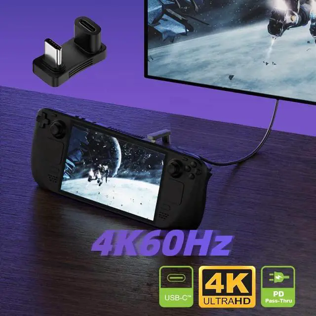 Alt view image 6 of 7 - 10Gbps USB3.0 Type C Male to Female Power Data Video Adapter Opposite U Shape Back Angled Compatible with Deck Phone Laptop
