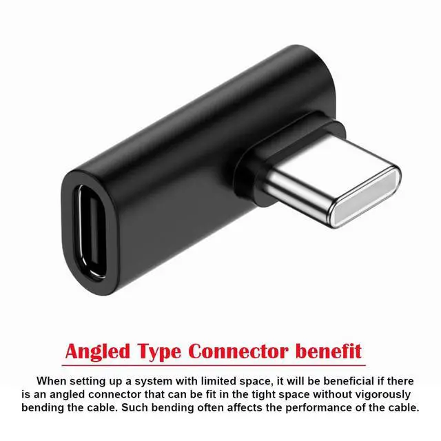 Alt view image 2 of 7 - 90 Degree Left Right Angled Reversible USB 3.1 Type-C Male to Female Extension Adapter Low Profile for Laptop Phone
