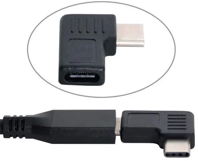 Alt view image 3 of 7 - 90 Degree Left Right Angled Reversible USB 3.1 Type-C Male to Female Extension Power Data Video Adapter for Laptop Phone