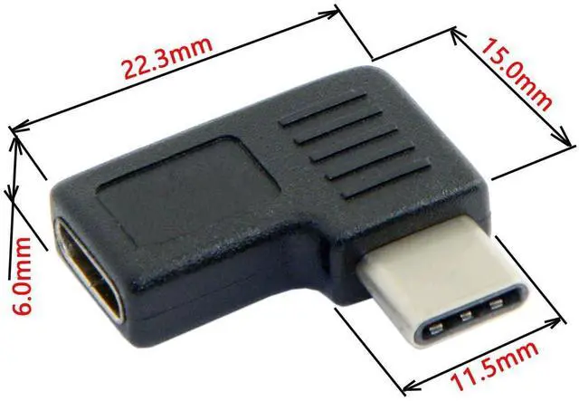 Alt view image 2 of 7 - 90 Degree Left Right Angled Reversible USB 3.1 Type-C Male to Female Extension Power Data Video Adapter for Laptop Phone