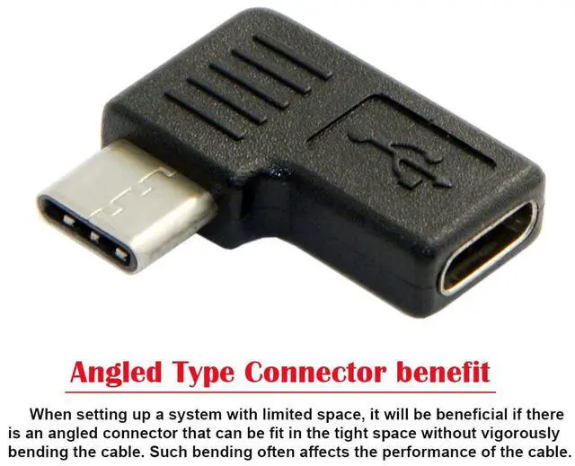 Alt view image 4 of 7 - 90 Degree Left Right Angled Reversible USB 3.1 Type-C Male to Female Extension Power Data Video Adapter for Laptop Phone