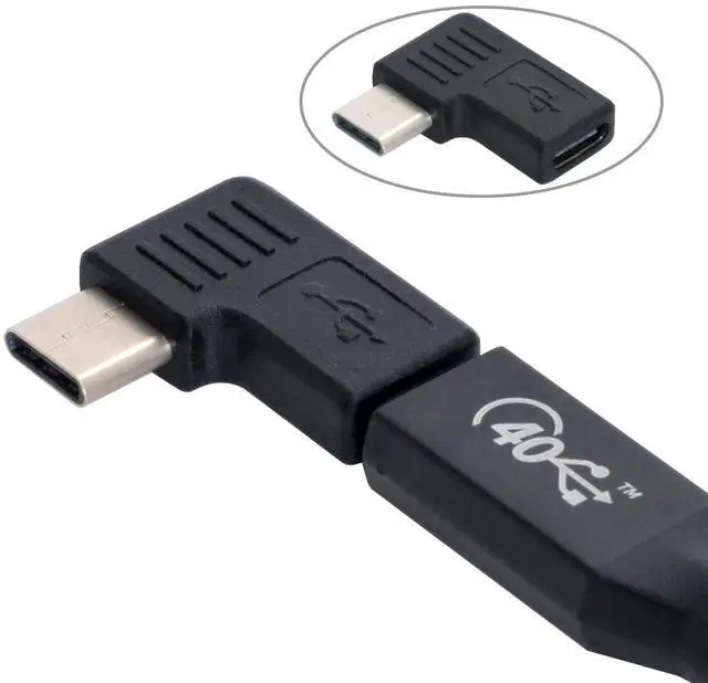 Alt view image 7 of 7 - 90 Degree Left Right Angled Reversible USB 3.1 Type-C Male to Female Extension Power Data Video Adapter for Laptop Phone