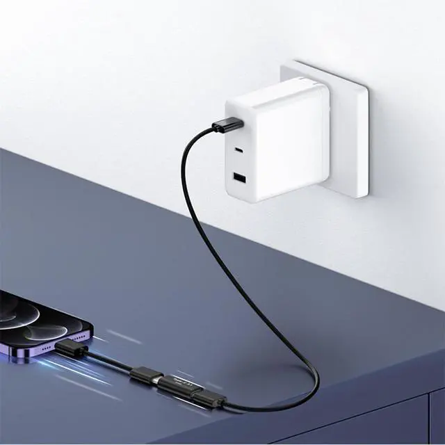 Alt view image 2 of 6 - 10Gbps USB 3.1 Type-C Female to Female Extension Power Data Video Adapter Reversible for Laptop Phone
