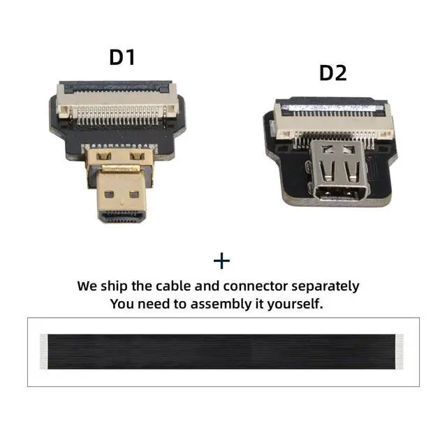 Alt view image 2 of 7 - Cord Ultra Slim Micro HDMI Male to Micro HDMI Female Extension FPC Flat Cable 1080P for FPV HDTV Multicopter Aerial Photography D1-D4 (80cm)