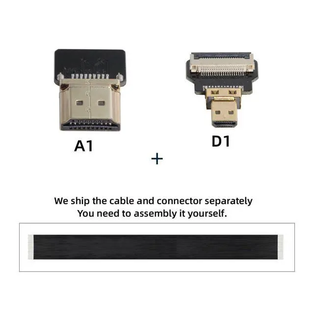 Alt view image 2 of 7 - Cord Ultra Slim HDMI Male to Micro HDMI Male Extension FPC Flat Cable 1080P for FPV HDTV Multicopter Aerial Photography A1-D1 (10cm)