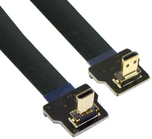 Main image of Cord Ultra Slim Down Angled Micro HDMI Male to Up Angled Micro HDMI Male Extension FPC Flat Cable 1080P for FPV HDTV Multicopter Aerial Photography D2-D3 (10cm)