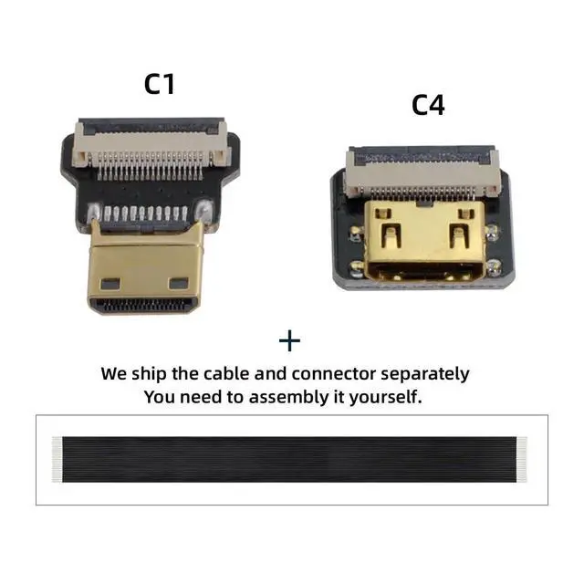 Alt view image 2 of 7 - Cord Ultra Slim Mini HDMI Male to Mini HDMI Female Extension FPC Flat Cable 1080P for FPV HDTV Multicopter Aerial Photography C1-C4 (80cm)