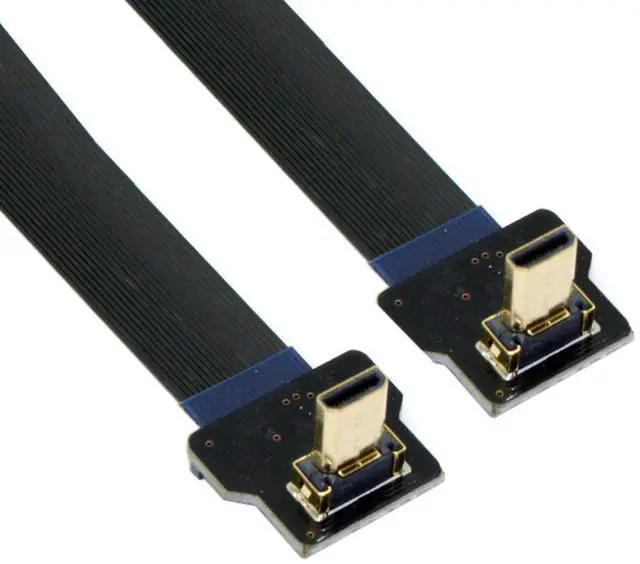 Main image of Cord Ultra Slim Up Micro HDMI Male to Up Angled Micro HDMI Male Extension FPC Flat Cable 1080P for FPV HDTV Multicopter Aerial Photography D2-D2 (10cm)