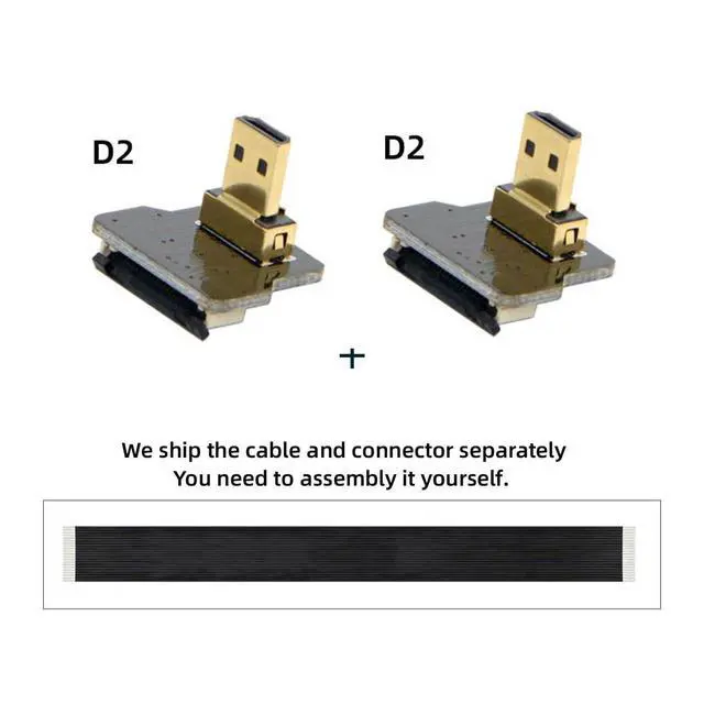 Alt view image 2 of 7 - Cord Ultra Slim Up Micro HDMI Male to Up Angled Micro HDMI Male Extension FPC Flat Cable 1080P for FPV HDTV Multicopter Aerial Photography D2-D2 (10cm)