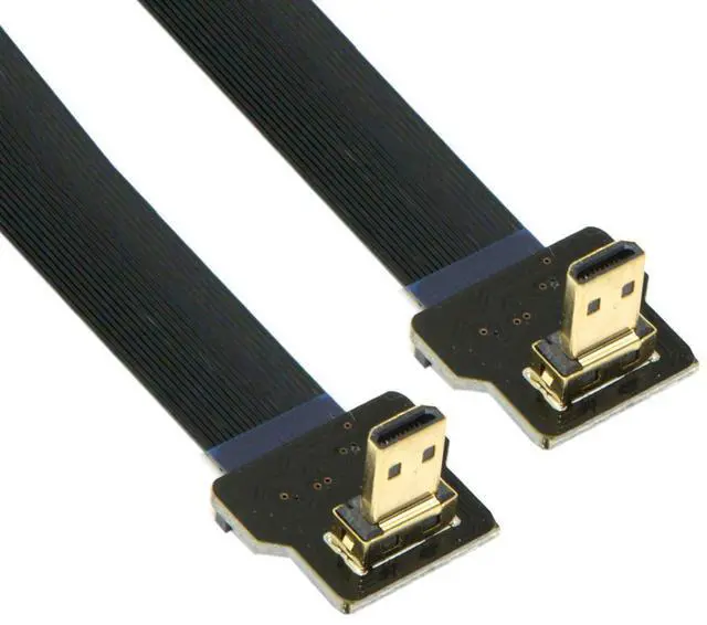 Main image of Cord Ultra Slim Micro HDMI Male to Angled Micro HDMI Male Extension FPC Flat Cable 1080P for FPV HDTV Multicopter Aerial Photography D3-D3 (10cm)