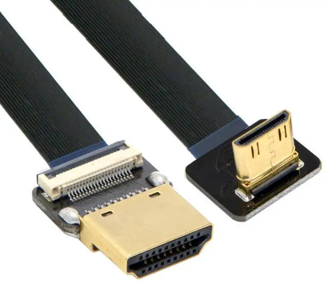 Main image of Cord Ultra Slim HDMI Male to Up Angled Mini HDMI Male Extension FPC Flat Cable 1080P for FPV HDTV Multicopter Aerial Photography A1-C2 (10cm)