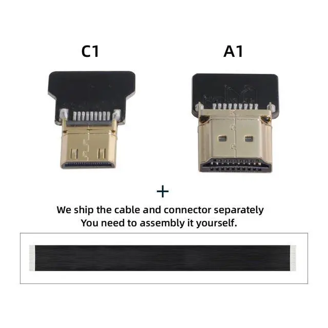 Alt view image 2 of 7 - Cord Ultra Slim HDMI Male to Mini HDMI Male Extension FPC Flat Cable 1080P for FPV HDTV Multicopter Aerial Photography A1-C1 (10cm)