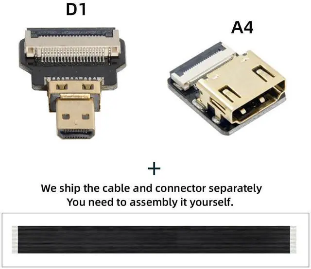 Alt view image 2 of 7 - Cord Ultra Slim Micro HDMI Male to HDMI Female Extension FPC Flat Cable 1080P for FPV HDTV Multicopter Aerial Photography D1-A4 (50cm)