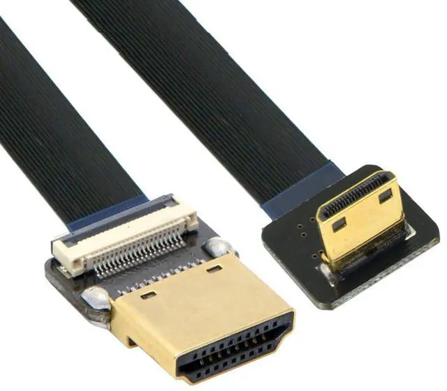 Main image of Cord Ultra Slim HDMI Male to Angled Mini HDMI Male Extension FPC Flat Cable 1080P for FPV HDTV Multicopter Aerial Photography A1-C3 (10cm)