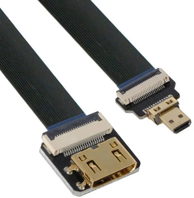 Main image of Cord Ultra Slim Micro HDMI Male to Mini HDMI Female Extension FPC Flat Cable 1080P for FPV HDTV Multicopter Aerial Photography D1-C4 (20cm)