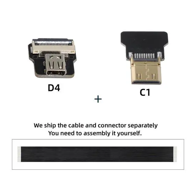 Alt view image 2 of 7 - Cord Ultra Slim Mini HDMI Male to Micro HDMI Female Extension FPC Flat Cable 1080P for FPV HDTV Multicopter Aerial Photography C1-D4 (10cm)