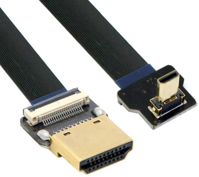 Main image of Cord Ultra Slim HDMI Male to Up Angled Micro HDMI Male Extension FPC Flat Cable 1080P for FPV HDTV Multicopter Aerial Photography A1-D2 (20cm)