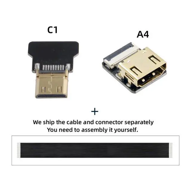 Alt view image 2 of 7 - Cord Ultra Slim Mini HDMI Male to HDMI Female Extension FPC Flat Cable 1080P for FPV HDTV Multicopter Aerial Photography C1-A4 (20cm)