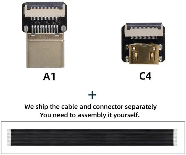 Alt view image 2 of 7 - Cord Ultra Slim HDMI Male to Mini HDMI Female Extension FPC Flat Cable 1080P for FPV HDTV Multicopter Aerial Photography A1-C4 (50cm)