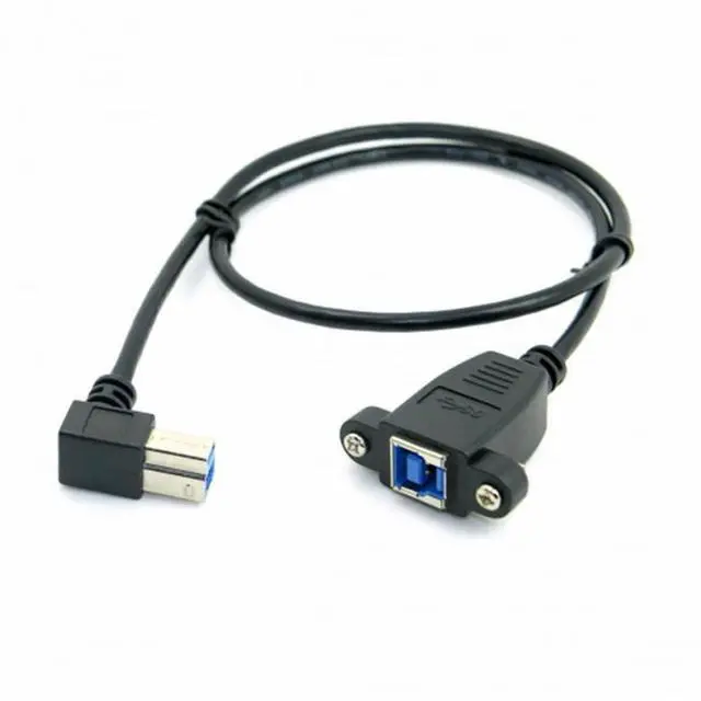 Alt view image 3 of 7 - Cable USB 3.0 Back Panel Mount B Type Female to Right Angled 90 Degree B Type Male Extension 0.5m