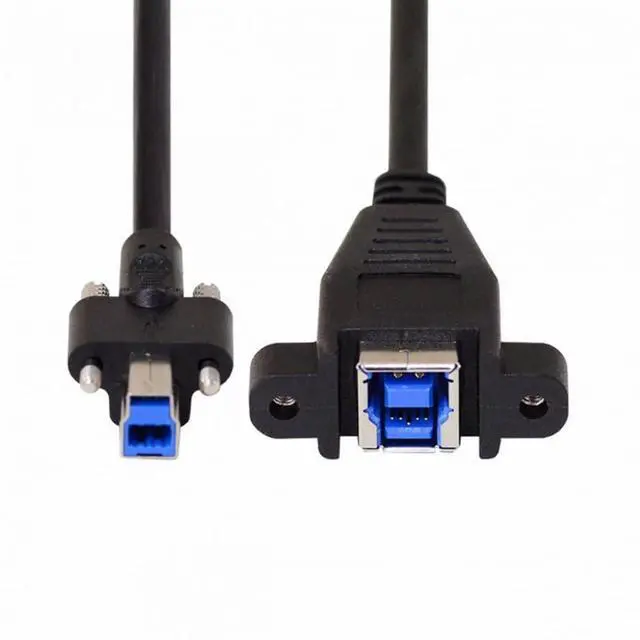 Alt view image 3 of 7 - Cable Dual Thumbscrews USB 3.0 Back Panel Mount B Male to Female B Type Extension Cord 0.5m