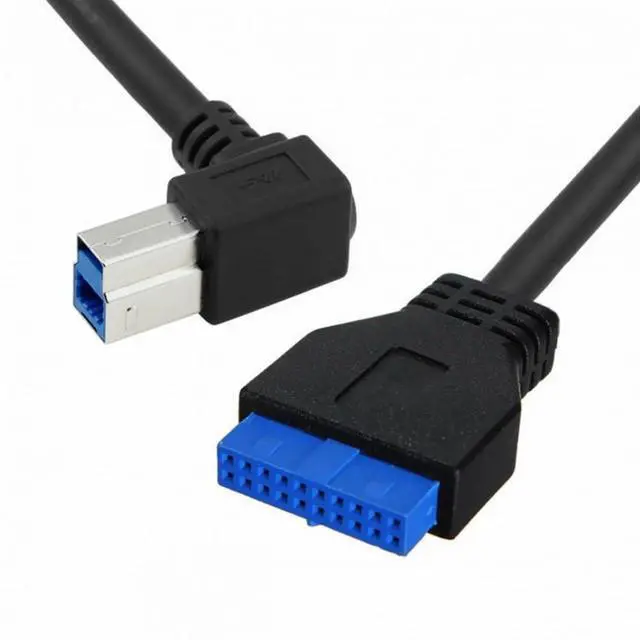 Alt view image 2 of 7 - Cable 90 Degree Left Angled USB 3.0 B Type Male to 3.0 Motherboard 19pin Header 50cm