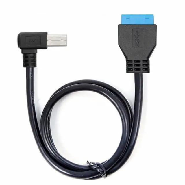 Alt view image 7 of 7 - Cable 90 Degree Left Angled USB 3.0 B Type Male to 3.0 Motherboard 19pin Header 50cm