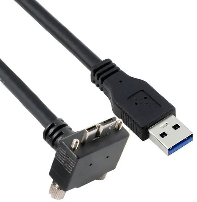 Main image of Cable Micro USB3.0 Dual Screws Locking to USB3.0 Data 5Gbps Power Cable 90 Degree Up Angled Type for VR Industrial Camera Computer (3.0m)