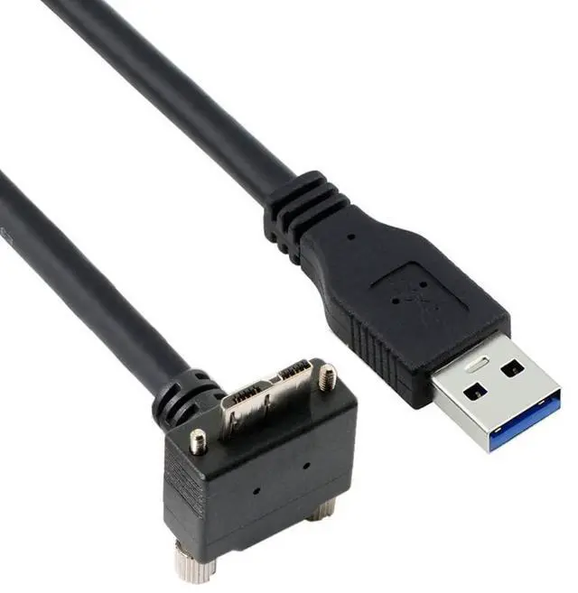 Main image of Cable Micro USB3.0 Dual Screws Locking to USB3.0 Data 5Gbps Power Cable 90 Degree Down Angled Type for VR Industrial Camera Computer (1.2m)