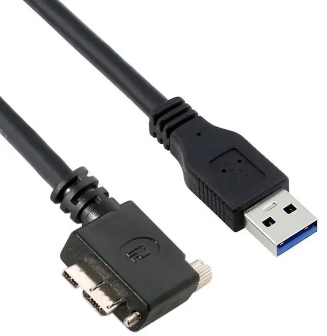Main image of Cable Micro USB3.0 Single Screw Locking to USB3.0 Data 5Gbps Power Cable 90 Degree Right Angled Type for VR Industrial Camera Computer (5.0m)