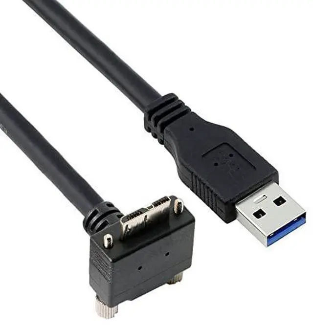 Main image of Cable Micro USB3.0 Dual Screws Locking to USB3.0 Data 5Gbps Power Cable 90 Degree Down Angled Type for VR Industrial Camera Computer (5.0m)