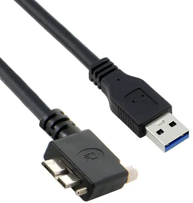 Main image of Cable Micro USB3.0 Single Screw Locking to USB3.0 Data 5Gbps Power Cable 90 Degree Left Angled Type for VR Industrial Camera Computer (3.0m)