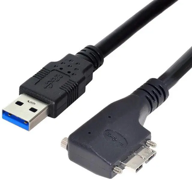 Main image of Cable Micro USB3.0 Dual Screws Locking to USB3.0 Data 5Gbps Power Cable 90 Degree Left Angled Type for VR Industrial Camera Computer (3.0m)