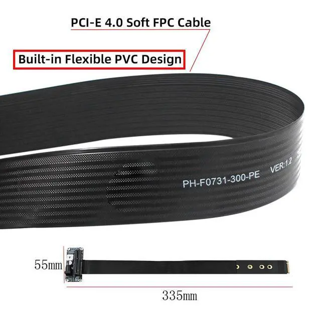 Alt view image 7 of 7 - Right Angled Type 90 Degree M.2 NVMe M-Key to Up Angled PCI-E X1 X4 X8 X16 Socket Cable Graphics Card Extension PCI-Express for M2 2280