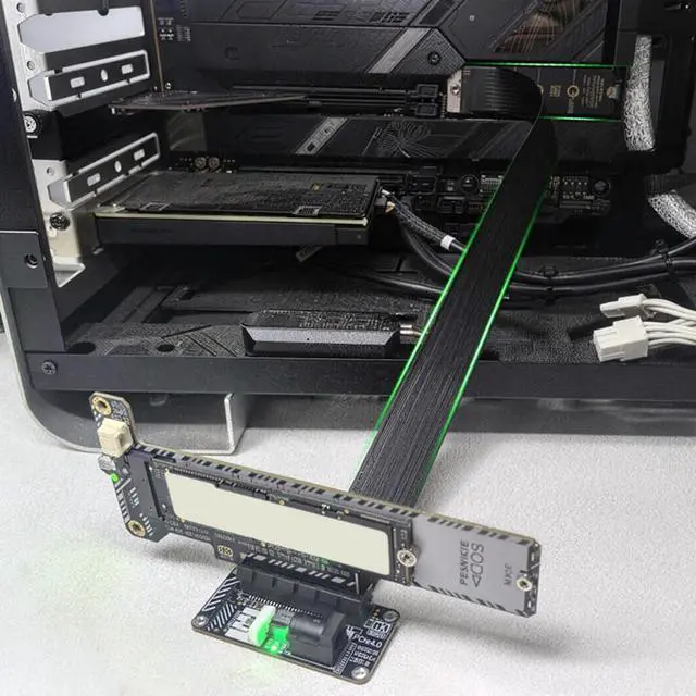 Alt view image 7 of 7 - Straight M.2 NVMe M-Key to Up Angled PCI-E X1 X4 X8 X16 Socket Cable Graphics Card Extension PCI-Express for M2 2280