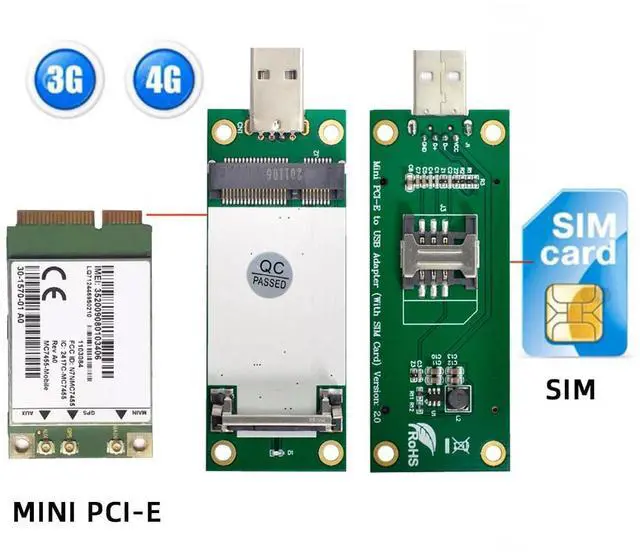 Alt view image 2 of 7 - Mini PCI-E Wireless WWAN to USB 2.0 Riser Adapter Card with SIM Card Slot for 3G/4G/5G LTE Wireless Module Modem Card