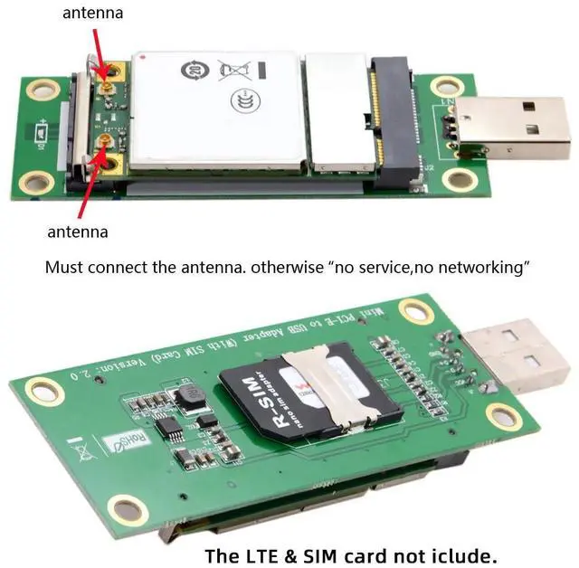 Alt view image 7 of 7 - Mini PCI-E Wireless WWAN to USB 2.0 Riser Adapter Card with SIM Card Slot for 3G/4G/5G LTE Wireless Module Modem Card