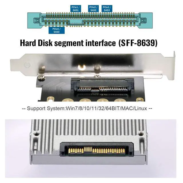 Alt view image 5 of 7 - PCI-E 4.0 x4 Lane PCI Express Host to U.2 U2 Kit SFF-8639 SSD Adapter for Motherboard Compatible with NVMe PCIe SSD750