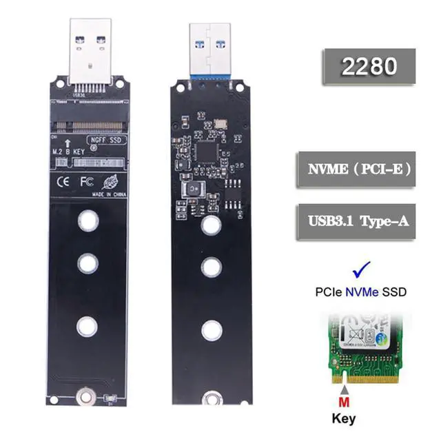 Alt view image 5 of 7 - USB 3.0 to Single Protocol Channel NVME M-Key M.2 PCI-E 2280 2260 2242 2230 SSD External PCBA Case Conveter Adapter JMS583 Chipset
