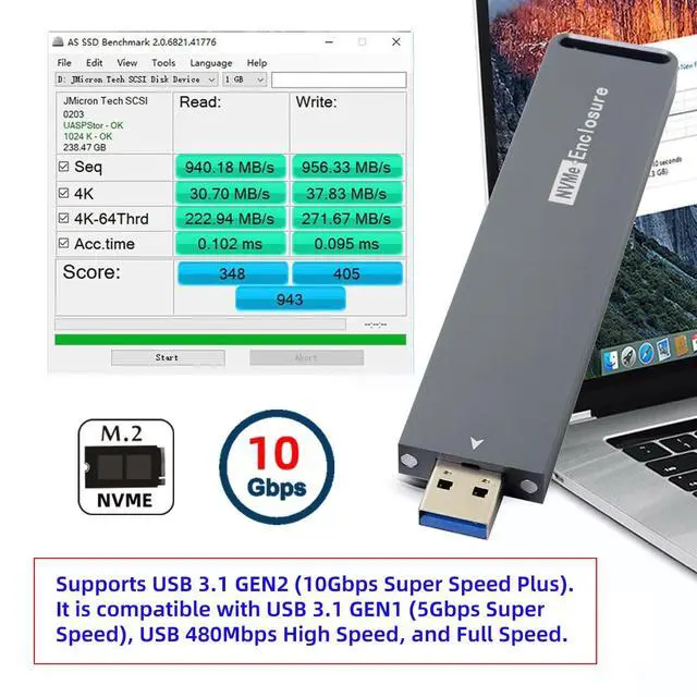 Alt view image 3 of 7 - USB 3.0 to Single Protocol Channel NVME M-Key M.2 PCI-E 2280 2260 2242 2230 SSD External PCBA Case Conveter Adapter JMS583 Chipset